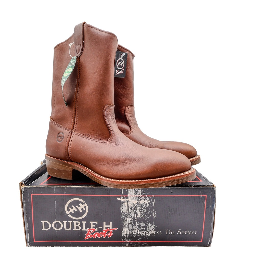 Double-H 2655 Western Work Boots Mens 11 D Brown Leather NWT Deadstock
